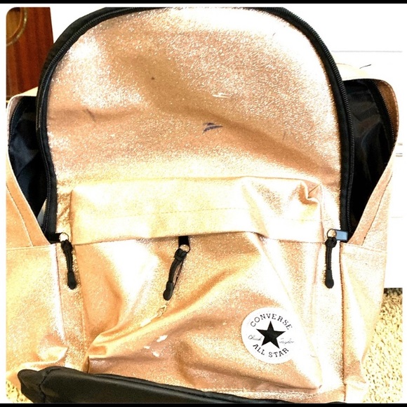 a gold sparkly converse backpack - Picture 2 of 2